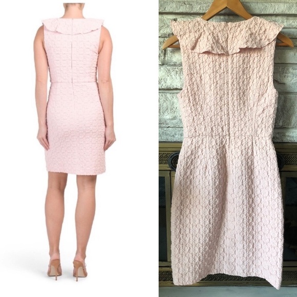 NEW Trina Turk Textured Floral Lined Feminine Pink Midi Stretchy Size 0 Dress - Picture 5 of 16